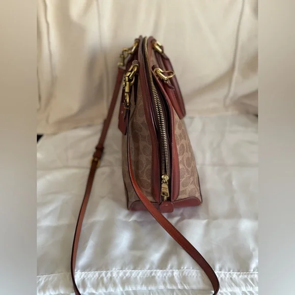 Coach Womens Coated Canvas Signature Quinn Satchel B4/Tan Rust - Picture 6 of 16